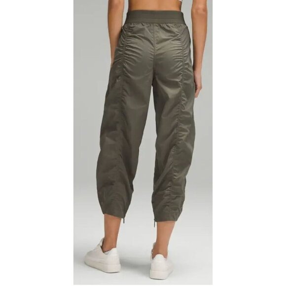 Lululemon Front Zip Mid-rise Ruched Crop Pants Army Green-sz 12 - Picture 4 of 14